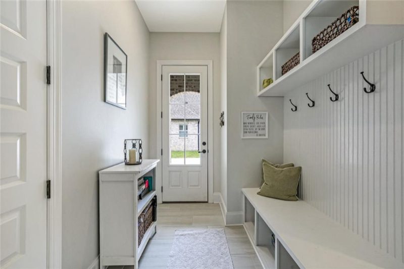 This mudroom is off the side entry door that opens into the mudroom.